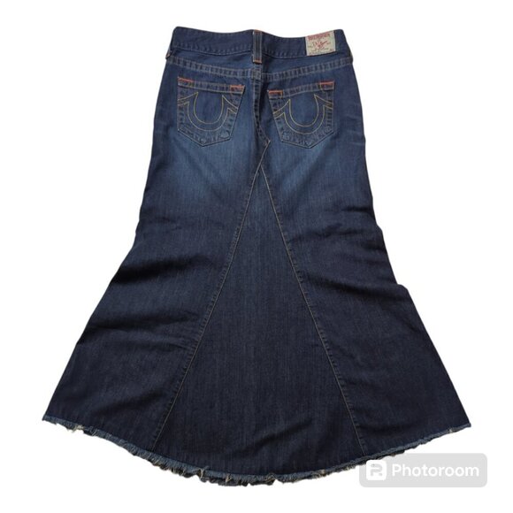 True Religion Denim Jean Pentecostal Skirt Long Size 29 Blue Color - Picture 2 of 10